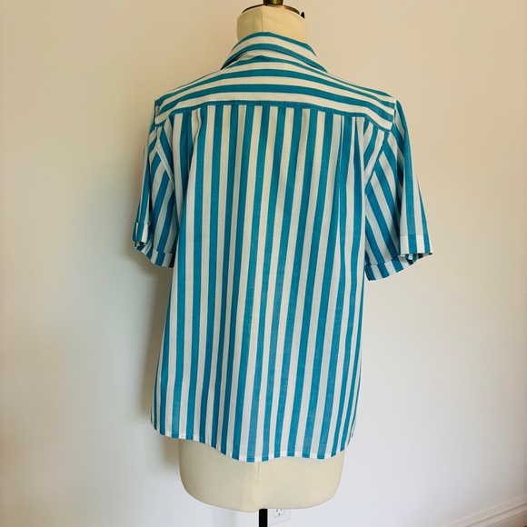 Vintage woven cotton striped button up shirt - Picture 3 of 7